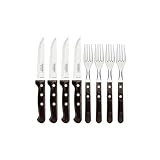 Tramontina Steakbesteck 'Gaucho', Set 8-teilig, mit 4 Steakmessern und 4 Steakgabeln, Edelstahl, Echtholzgriff, FSC