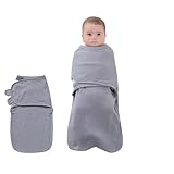 AVCXEC Pucksack Baby 3-6 Monate, Baby Schlafsäcke Neugeborene, Bio-Baumwolle, Baby Swaddle Einstellbare Breitere Klettverschluss Jungen Mädchen, Neugeborene Wickeltuch (M, Grau)