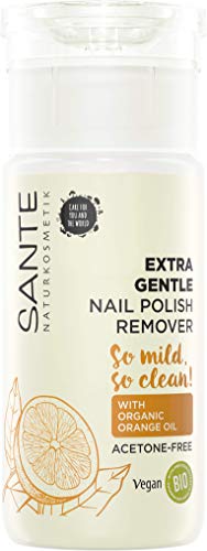 SANTE Naturkosmetik Extra Gentle Nail Polish Remover, Nagellack-Entferner mit Bio-Orangenöl & Bio-Alkohol, Acetonfrei, Mild & pflegend, Vegan, 100ml