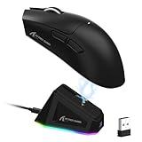 LexonElec x Attack Shark X11 Kabellose Gaming-Maus mit RGB Magnetische Ladestation, PixArt PAW3311-Sensor, Ultraleichte 59g Schwere Tri-Mode-Gaming-Maus, Wired/2,4 G/BT, 22 K DPI-Black