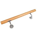 Buche Holz Handlauf Treppengeländer Geländer für Treppe Treppe Wandhandlauf Wand Treppe seitliche Montage Auswahl Länge 80-500 cm, Länge:80 cm