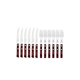 Tramontina Steakbesteck Pizzabesteck, 12-teiliges Set, für 6 Personen, Steakbesteckset, rostfreier Edelstahl, FSC zertifizierter Echtholzgriff, spülmaschinenfest, Blister