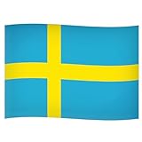 Murago - Schweden Fahne ca. 90x60 cm ohne Ösen - Schwedische Flagge klein ca. 60 x 90 cm Fanartikel Dekoration Garten wetterfest