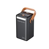 Power Bank 50000mAh PD 65W USB C mit LED Display Schnellladung Externer Akku für Laptop MacBook Handy Samsung Google LG Drohne usw. – Schwarz
