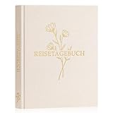 Lanpn Reisetagebuch Notizbuch für Frauen und Männer, Leinen Reisetagebuch zum Ausfüllen Fotobuch Reisejournal mit Aufforderungen, Reisebuch Urlaub Journal Jubiläums Reise Geschenke (Beige,110 Seiten)