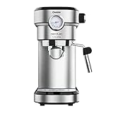 Cecotec Cafelizzia 790 White Kaffeemaschine für Espresso und Cappuccino, mit schneller Thermoblockheizung, 20 bar, Auto Mode für 1 und 2 Kaffees, orientierbarer Dampfgarer (Stahl, Mit Manometer)
