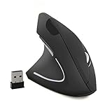 Ergonomische Funkmaus für Linkshänder, Vertikale Kabellose Maus DPI 800/1200/1600 Einstellbar mit USB Empfänger für Laptop, PC, Notebook