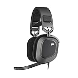 Corsair HS80 RGB USB Gaming-Headset mit Dolby Audio 7.1-Surround-Sound (Mikrofon in Broadcast-Qualität, Ohrmuscheln aus Memory-Schaumstoff, Hi-Fi-Sound, Robuste Konstruktion) Karbon, Schwarz