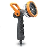 Brandson - Gartenbrause Metall − Handbrause Garten - 9 Sprühbilder – einfache Bedienung per Kipphebel - robuster Metallkopf - frostsicher - 3/4 Zoll – ergonomischer Handgriff - Schnellkupplungsadapter