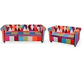 HANJIEFACAI ecksofa beige,Cord Couch,2-TLG. Chesterfield-Sofa-Set StoffGeeignet für Schlafzimmer Wohnzimmer Lounge