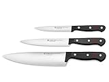 WÜSTHOF Gourmet Messersatz mit 3 Messern, 3-teiliges Set, Schwarz,silber