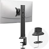 Hemudu Monitorträger für Einzeltisch für 13 Zoll bis 32 Zoll Flach gekrümmter Computerbildschirm mit Schwenken, höhenverstellbar, Drehung, Hält bis zu 35kg, Schwarz