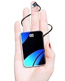 senymin Tragbares iPhone-Ladegerät mit integriertem Kabel, 22,5 W PD USB-C Schnelllade-Powerbank, 10.000 mAh, Mini-Akku, leichter und kleiner externer Akku für iPhone, iPad