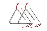 2x Classic Cantabile Triangel mit Schlägel - Triangle aus Stahl für Kinder und Musikalische Früherziehung - Schlaginstrument mit 10cm (4') Größe und Klöppel - ideal für Kindergarten