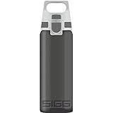 SIGG Total Color Anthracite Trinkflasche (0.6 L), schadstofffreie und auslaufsichere Trinkflasche, leichte und bruchfeste Trinkflasche aus Tritan