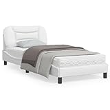 Juroupi Bettgestell mit Kopfteil Bed Frame Kopfteil Bett Betten Bettrahmen Bettgestell Weiß 80x200 cm Kunstleder - 3207961