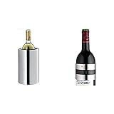 WMF Clever&More Sekt-Weinkühler Edelstahl 19,5 cm, Flaschenkühler doppelwandig & Clever&More Clip-Weinthermometer analog, Cromargan Edelstahl, Schnelle Kontrolle, Thermometer für Rotwein Weißwein