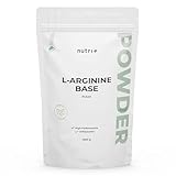 Nutri + L-Arginin Base Pulver 1 kg - hochdosiert - pflanzlich durch Fermentation - reines L-Arginine Powder 1000 g - Vegan - Neutral ohne Zusatz