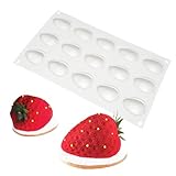 Generisches Silikon Kuchenform, Erdbeerform, 15 Löcher, Silikonbackform Mousse, Schokoladenform, Valentin, wiederverwendbar, Antihaft-Backform