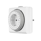 REV Zeitschaltuhr Steckdose – 24h Format, 96 Zeiten a 15min – mechanischer Timer Steckdose, 230VAC, max. 16A/3680W, weiß