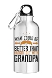 Atspauda 'What could be better than hangin' out with grandpa moustache slogan tourist water bottle silver