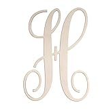 Kursive Holzbuchstaben H für Wanddekoration, 35,6 cm, große Holzbuchstaben, unlackiert, Monogramm, Holzbuchstaben, Basteln, Alphabet, Schild, Ausschnitte für DIY, Malerei, Wand, Tür, Aufhänger,