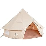 TOMOUNT Glockenzelt 3m Glamping Zelt für 3-4 Personen Baumwolle Familienzelt Campingzelt Tipi Zelt Teepee Pyramidenzelt für Gruppen Familien Outdoor Camping Feste