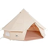 TOMOUNT Glockenzelt 3m Glamping Zelt für 3-4 Personen Baumwolle Familienzelt Campingzelt Tipi Zelt Teepee Pyramidenzelt für Gruppen Familien Outdoor Camping Feste