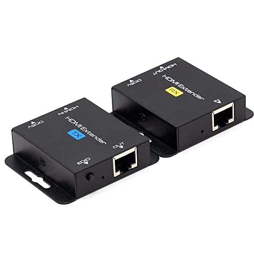 HDMI-Extender 60 m mit POC 1080p @ 60Hz 3D HDMI Repeater (TX und RX) RJ45 auf HDMI Konverter Transfer Single von Cat5e/Cat6/Cat7/Cat8 OFC Kabel mit 5 V Netzadapter