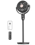 PELONIS 135° Oszillierender Smart Standing Fan, Leiser Bodenventilator mit DC Motor, Doppelflügel Standventilator für den ganzen Raum, 9 Geschwindigkeiten, 2 Modi, 26dB, 36-110CM Verstellbare Höhe, 9H