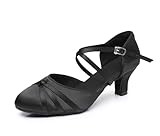 Rosefinch Damen Ballroom Latein Tanzschuhe Salsa Tango Walzer Gesellschaftstanzschuhe für Damen Tanzschuhe Schwarz 5cm Absatz 38 EU