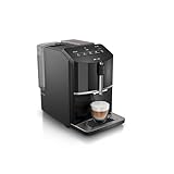 Siemens Kaffeevollautomat EQ300 TF301E19, für viele Kaffeespezialitäten, Milchaufschäumer, Keramikmahlwerk, OneTouch-Funktion, 1300 W, piano black