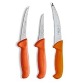 F. DICK Messer Set ErgoGrip 3-teilig „Jagd Outdoor“ (Aufbrechmesser 15 cm, Ausbeinmesser geschweift starr 13 cm, Ringelmesser gerade 10 cm, HRC 56°) 82556200, Orange