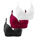 3er Pack BH Damen ohne Bügel Push Up Bequemer Baumwolle BH Set Frauen Sexy Starker Halt Große Brüste Klassische BH Set für Damen Weich BH Unterwäsche Bra mit verstellbarem für Alltag