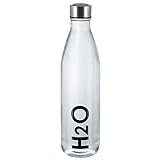 axentia Unisex – Erwachsene Wasserflasche Trinkflasche aus Glas, transparent, 1 l