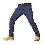 Regular Cargohose Softshell für Herren, sportlich, wasserdicht, mehrere Taschen, Militärhose, elastische Wanderhose, Z01-Marineblau, M