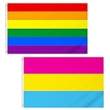 CC wonderland zone 3x5 Fuß Regenbogenflagge und Pansexual Pride Flag - LGBT Flagge Polyester mit Messingösen,2 Stück