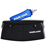 MARLOAR Laufgürtel + Soft Flask 250 ml Geschenk - Laufgürtel - Laufgürtel inkl. Laufgürtel und Trail Running Stockhalter, Schwarz + Softflask 250 ml, S, Modisch
