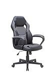 byLIVING Chefsessel Matteo/Gaming-Chair/Kunstleder schwarz/Applikation Mesh schwarz - grau/Armlehnen gepolstert/bis 110 kg belastbar/Sicherheitsrollen/B 60, H 103-113, T 65 cm