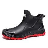 Gugifcto Gummistiefel Herren Damen Stylische Boots Wasserdicht rutschfest Arbeitsschuhe Gartenschuhe Herren Geeignet für Regentag Feuchte Umgebung Red43EU