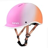 Fahrradhelm Kinder Skaterhelm Kinder Scoot and Ride Helm Kinderhelm für Jungen Mädchen Skateboard Helm Kinder Fahrradhelm, 51-55cm (Rosa-Orange Farbverlauf)