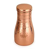 Zap Impex Kupfer-Wasserflasche mit integriertem Glas, gehämmert, matt, 1000 ml