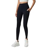 Generisch Leggings Mit Taschen Damen Lang Sportleggings Blickdicht Sporthose Yogahose Sportleggins Laufhose Sport Hosen Wanderleggings Gym Fitness High Waist Bauchweg