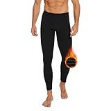 AKKQHH Thermo Unterhosen Herren Lange Warm Thermohose Männer Thermounterwäsche Winter Skiunterwäsche Fleece Funktionsunterwäsche Unterwäsche Hose(Schwarz,L)