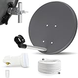 Digitale Camping Sat Anlage Spiegel 40 cm Single LNB 0,1 dB + Koaxialkabel 10m Kabel Balkon Caravan Mobil Schüssel Antenne OPTICUM für HDTV HD Sky 3D 4K geeignet