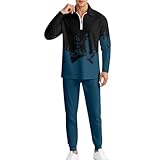 Generisch Jogginganzug Herren Set Trainingsanzug Sportanzug 2 Teilig Set Sweatshirt und Jogginghose Sportanzug Kapuzenpullover Freizeitanzug Männer mit 1/4 Reißverschluss Atmungsaktiv Hausanzug