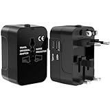 Reiseadapter Weltweit Universal Reisestecker mit USB C, Internationaler Steckdosenadapter mit 2 USB Travel Adapter AC Steckdose, Reise Stromadapter Stecker für EU DE USA AUS England Thailand Italien