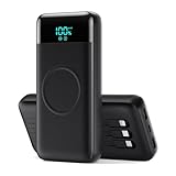 Ekrist Wireless Power Bank 26800mAh mit 3 Kabel, 7 in 1 25W PD3.0+QC4.0 Schnellladen USB C Powerbank, 6 Ausgängen Externe Handyakkus mit LCD Display Kompatibel mit iPhone 16/15/14 Huawei Samsung