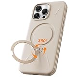 TORRAS 360° Ostand Spin für iPhone 15 Pro Max Hülle für MagSafe Top Magnetkraft mit drehbarem Ständer Handyhülle iPhone 15 Pro Max Case voller Hülle iPhone 15 Pro Max Cover Samtweiche Haptik Khaki