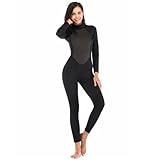 KJBDQQH Tauchanzug Damen 3mm Neopren Langarm Neoprenanzug Einteiliger Taucheranzug Rückenreißverschluss for Tauchen Schnorcheln Surfen Schwimmen Speerfischen(Black,S)
